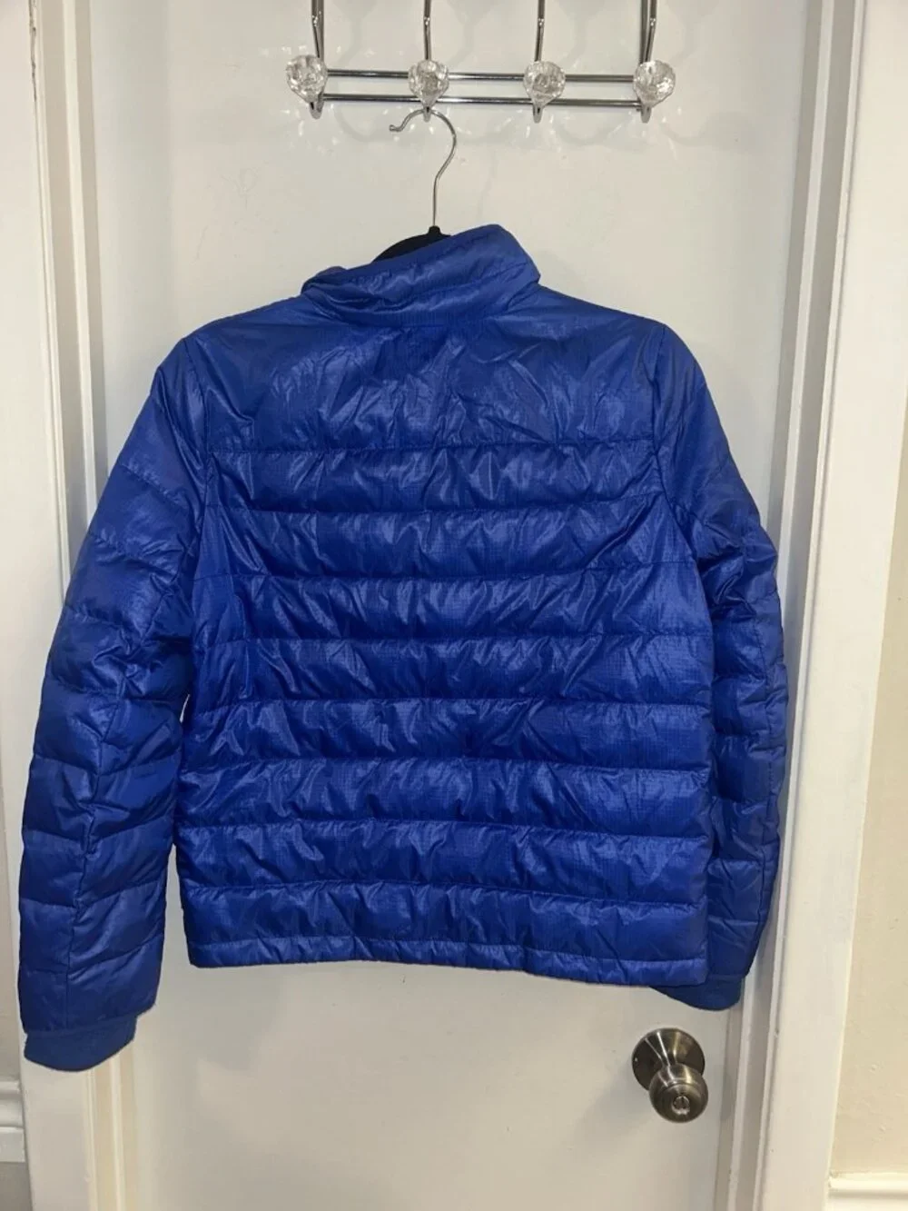 J. Crew Blue Full Zip Puffer Down Quilted Outdoor Preppy Jacket Size Small